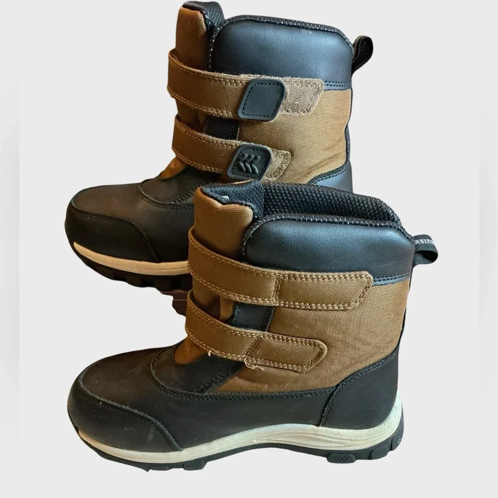 Thermolite Kids Snow Boots Size 2 Waterproof Winter Boots Brown